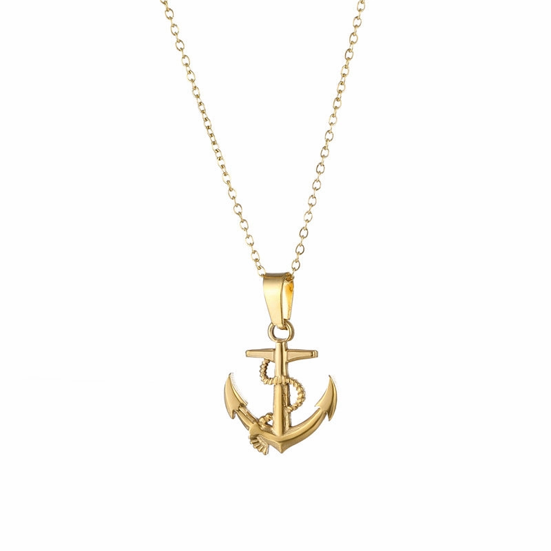Wholesale Anchor Pendant Cross Vintage Necklace Titanium Steel