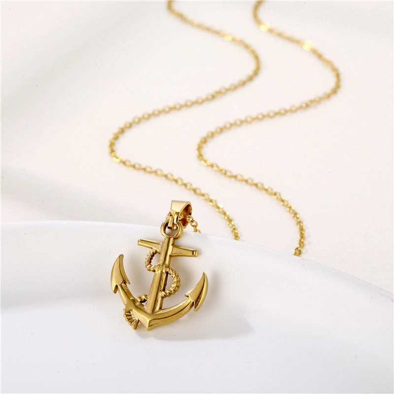 Wholesale Anchor Pendant Cross Vintage Necklace Titanium Steel