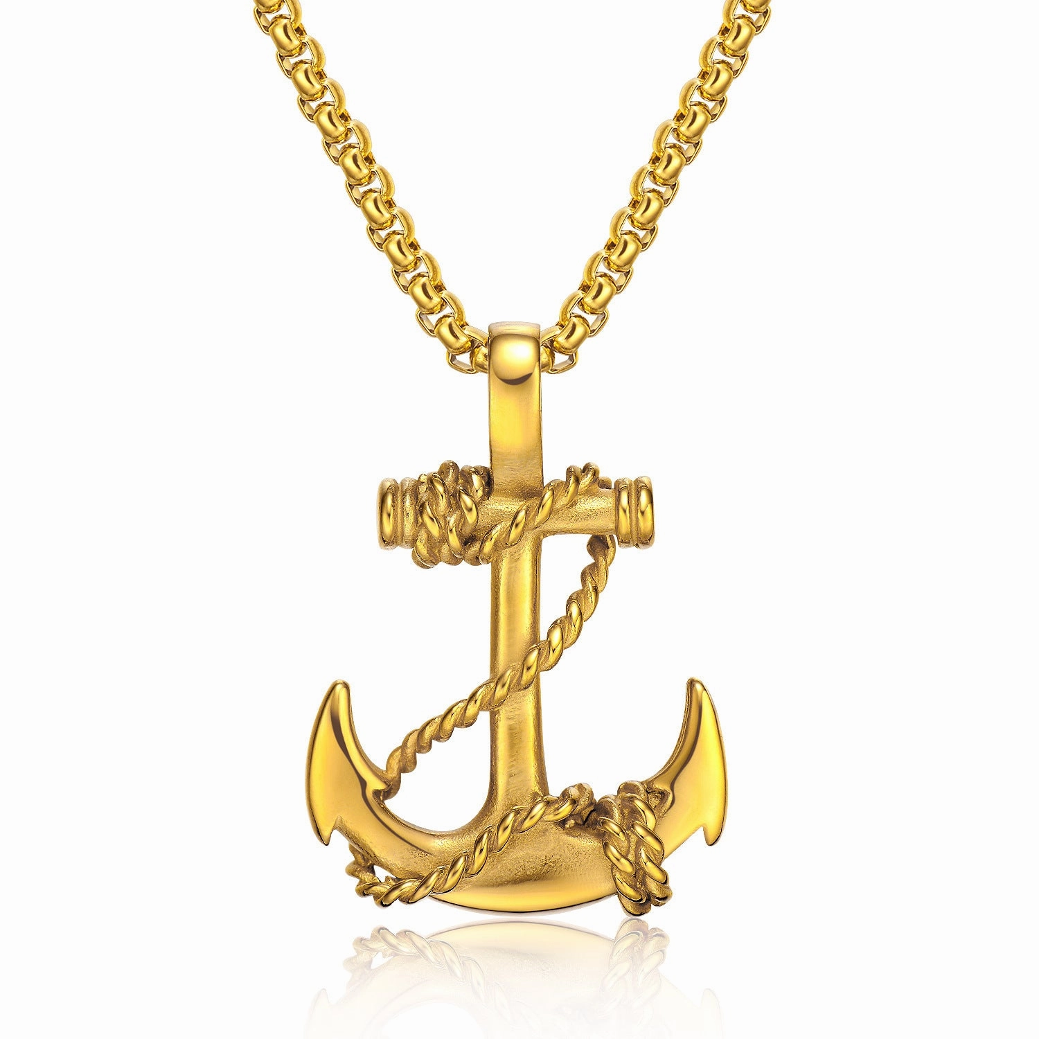 Wholesale Anchor Pendant Hip Hop Titanium Steel Men's Necklace