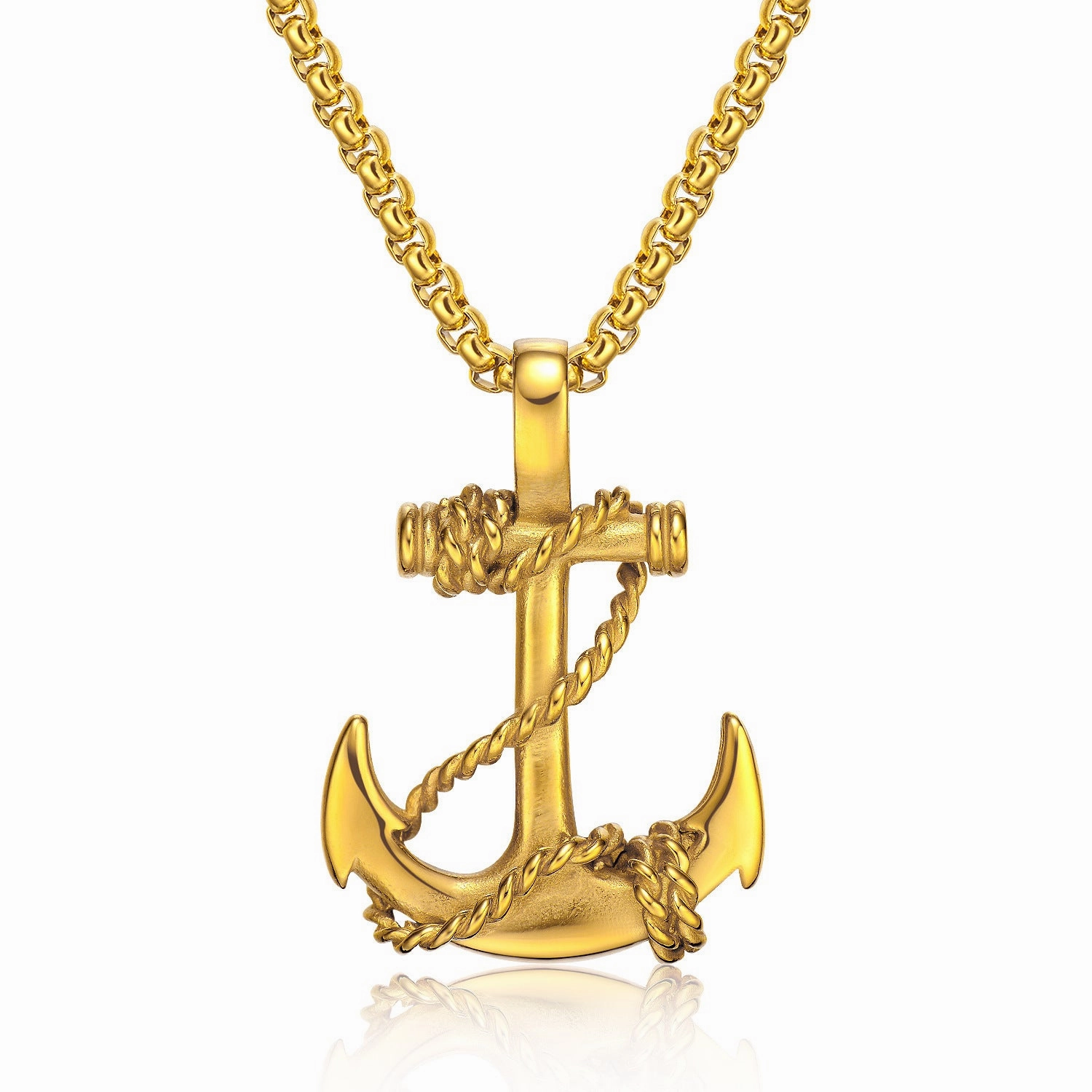 Wholesale Anchor Pendant Hip Hop Titanium Steel Men's Necklace