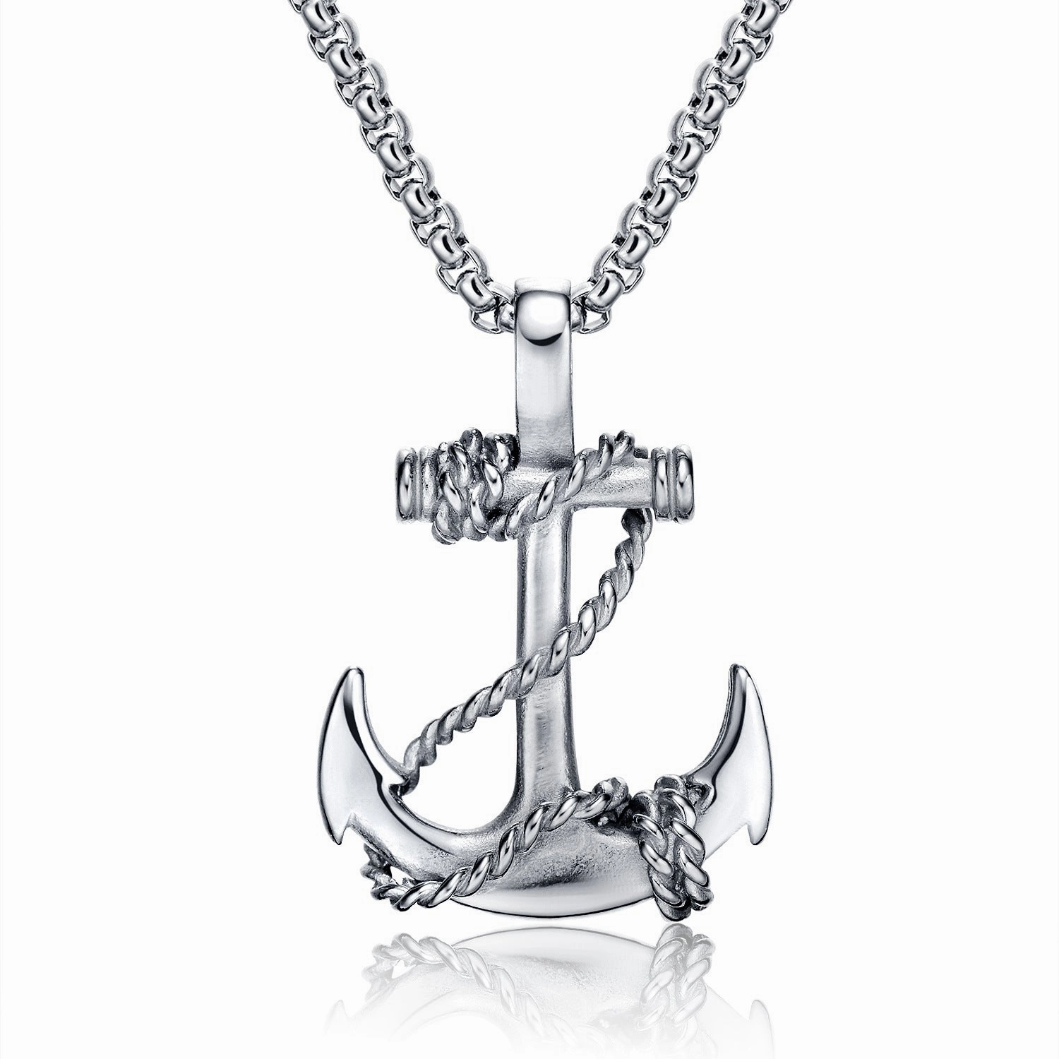 Wholesale Anchor Pendant Hip Hop Titanium Steel Men's Necklace