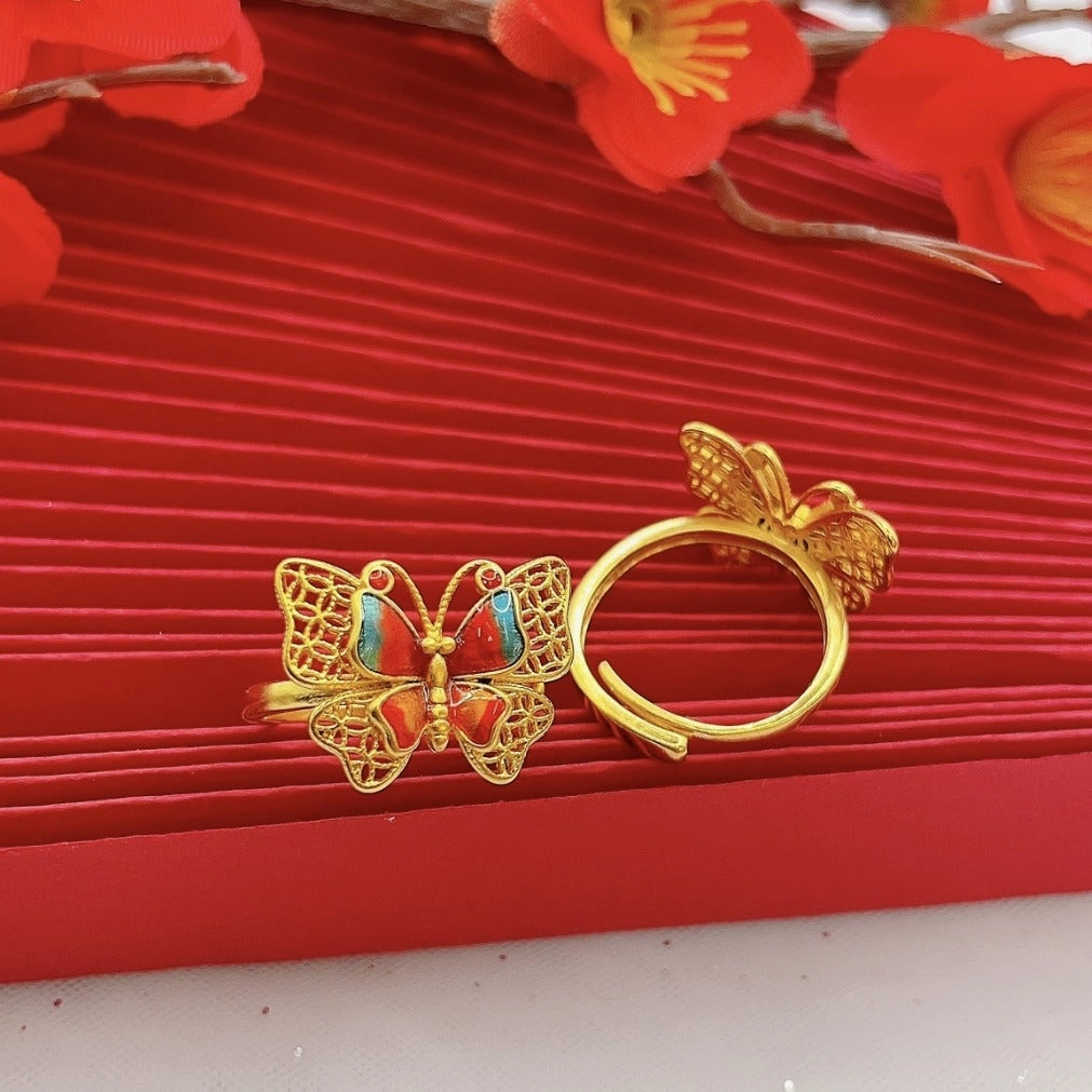 Wholesale Ancient Enamel Epoxy Butterfly Ring