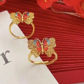 Wholesale Ancient Enamel Epoxy Butterfly Ring