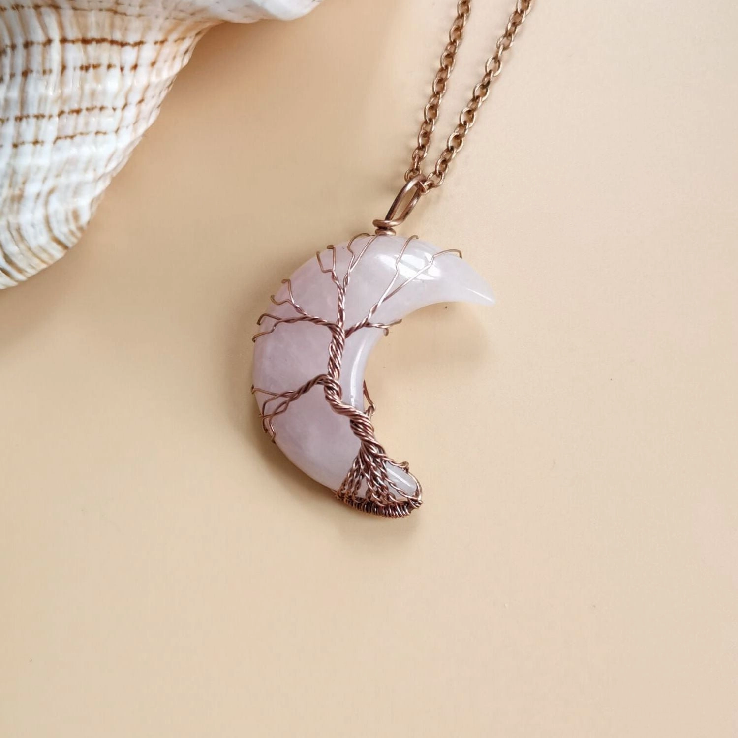 Wholesale Ancient Red Copper Entanglement of The Moon Natural Stone Life Tree Necklace