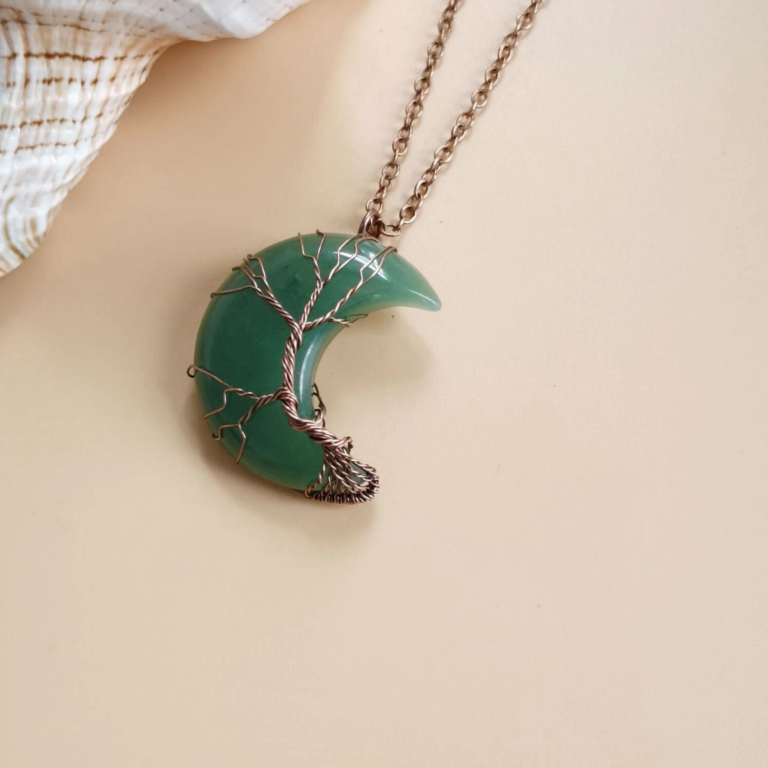 Wholesale Ancient Red Copper Entanglement of The Moon Natural Stone Life Tree Necklace