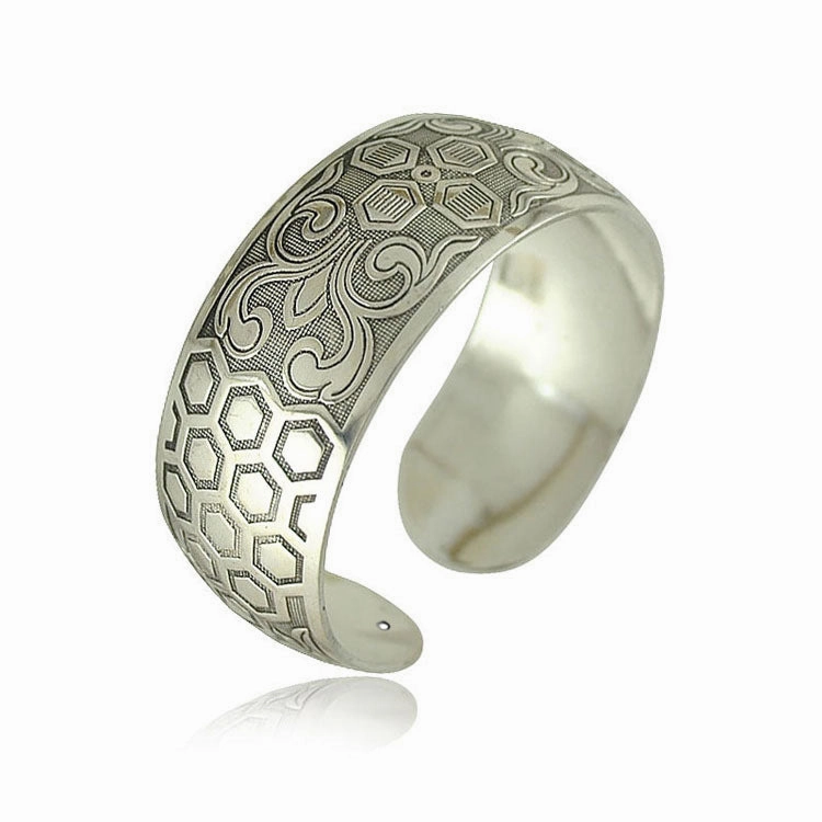 Wholesale Ancient silver open bracelet for women retro Bohemian ethnic style carved pattern elephant wide Bracelet jewelry