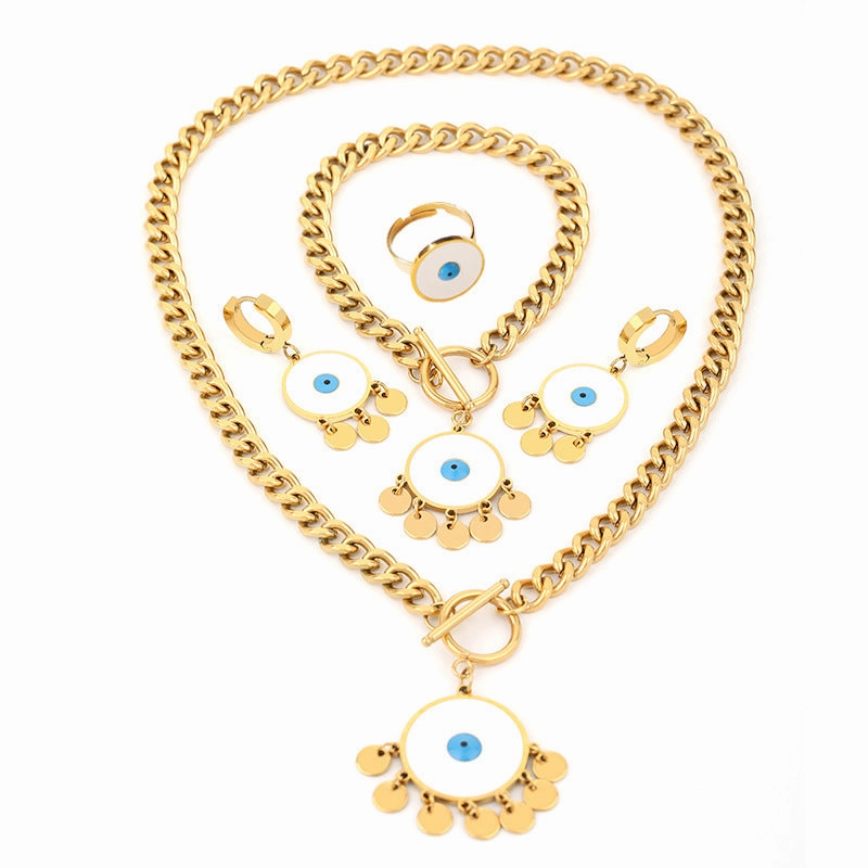 Wholesale ancient special titanium steel real gold tassels do not fade jewelry set earrings