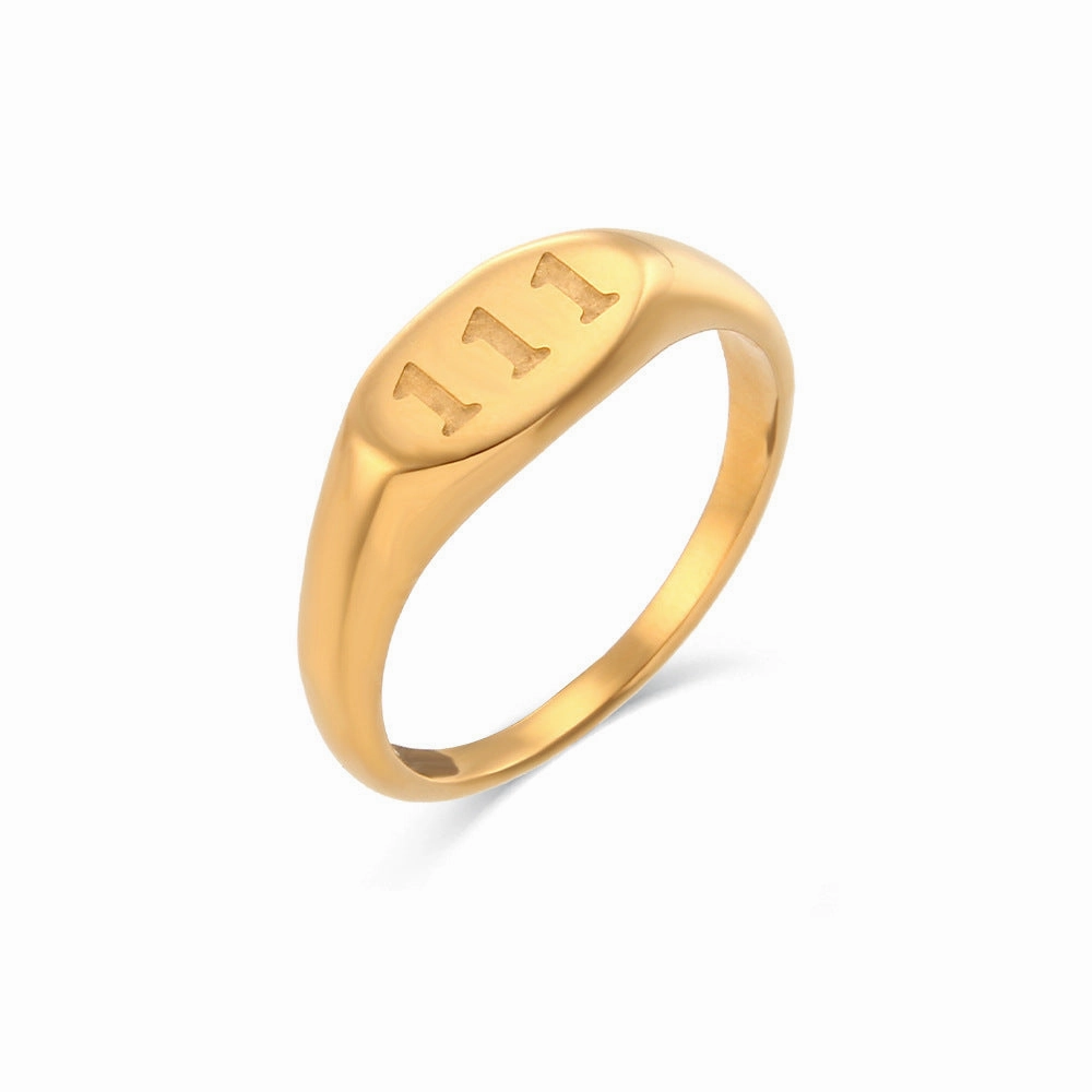 Wholesale Angel Numeral Titanium Steel Gold Plated Gold Plated Ring