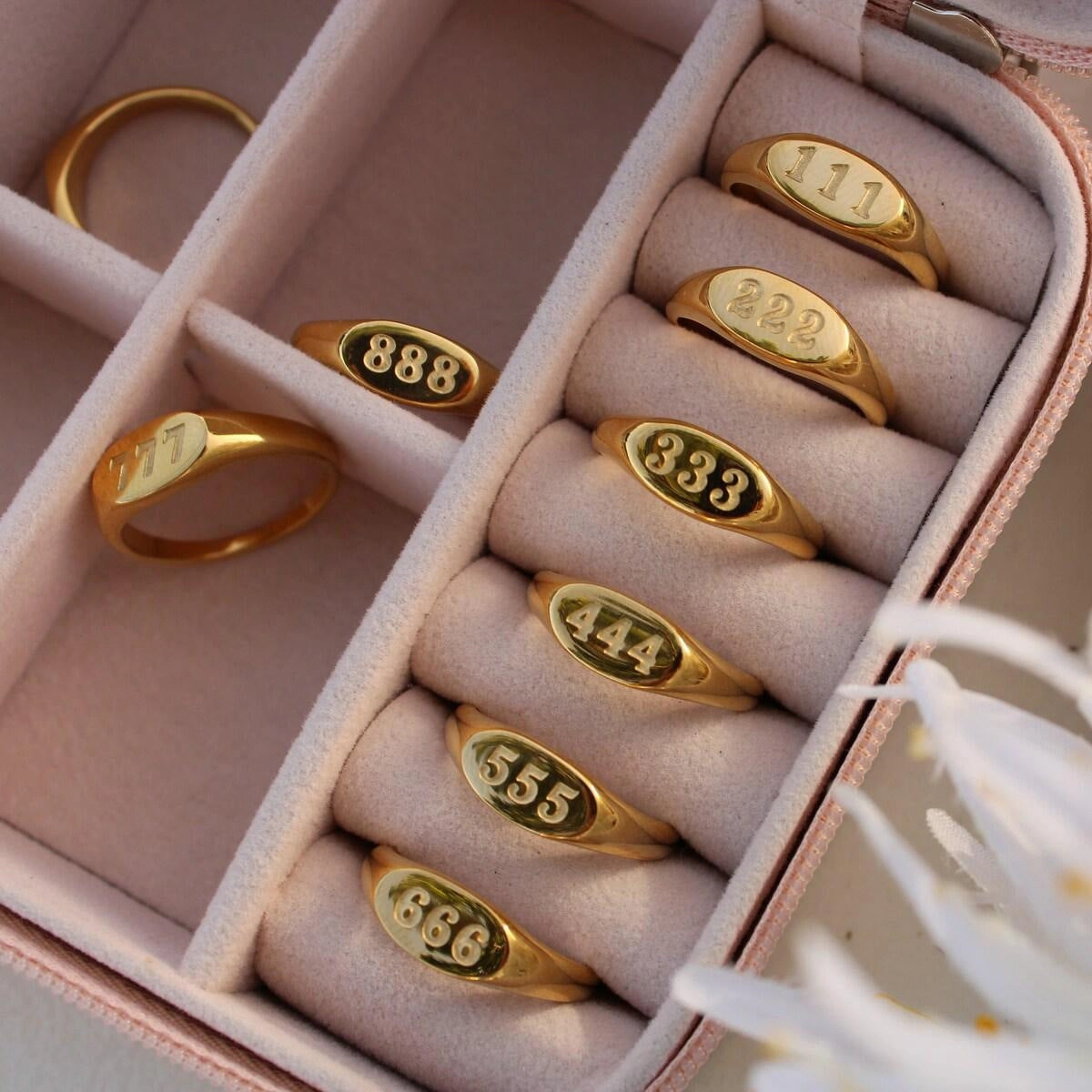 Wholesale Angel Numeral Titanium Steel Gold Plated Gold Plated Ring