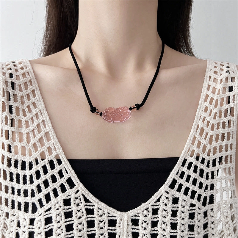 Wholesale Anti-Crystal Obsidian Pixiu Necklace