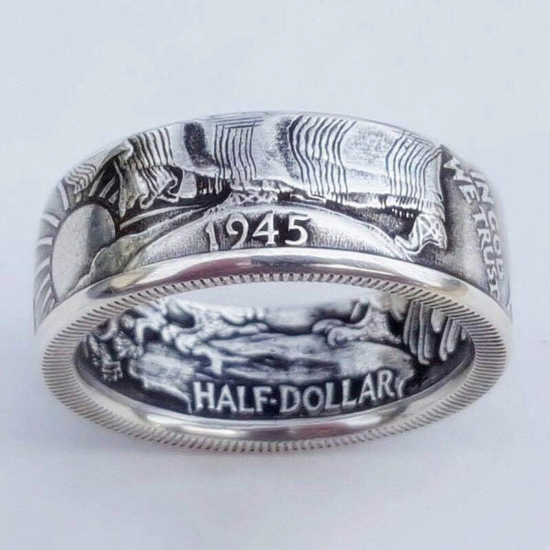 Wholesale  Antique Coin Morgan Dollar Engraved Ring