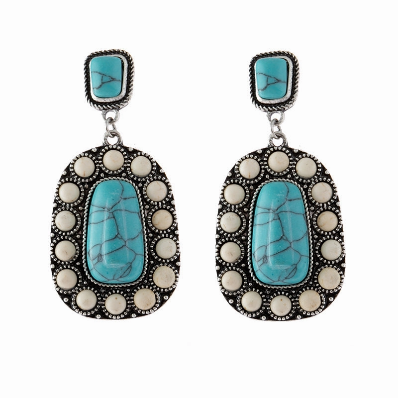 Wholesale Antique Silver Turquoise Alloy Earrings