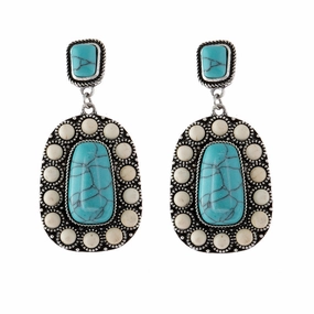 Wholesale Antique Silver Turquoise Alloy Earrings