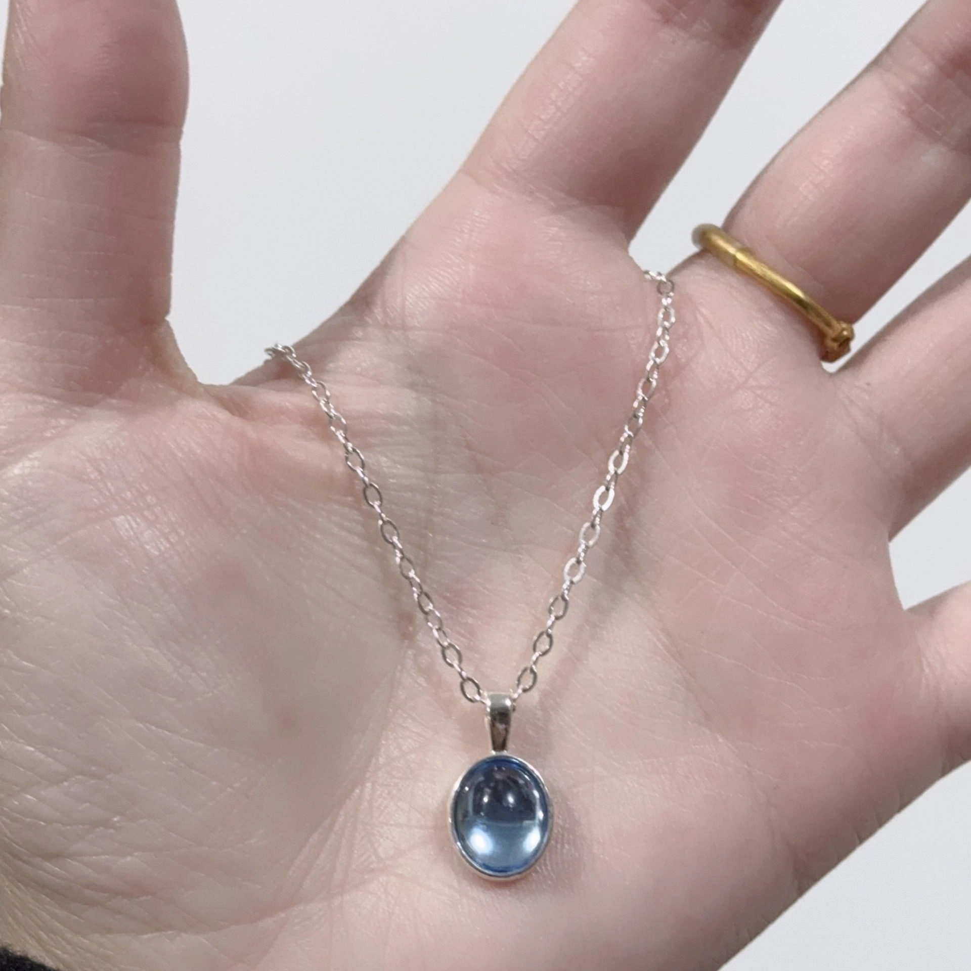 Wholesale Aquamarine design necklace pendant moonstone clavicle chain