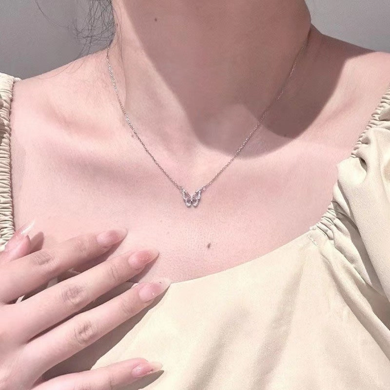 Wholesale Aquamarine design necklace pendant moonstone clavicle chain