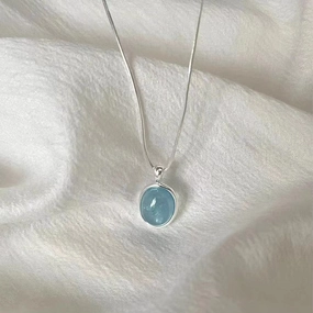 Wholesale Aquamarine Pendant Sterling Silver Necklace