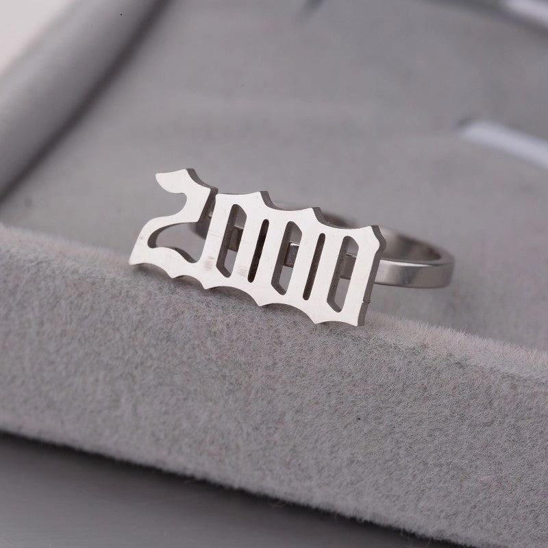 Wholesale Arabic Numerals Titanium Rings