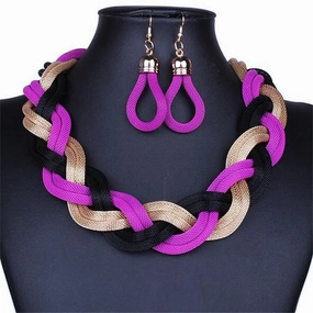Wholesale Artificial Diamond Jewelry Set Necklace/Earrings
