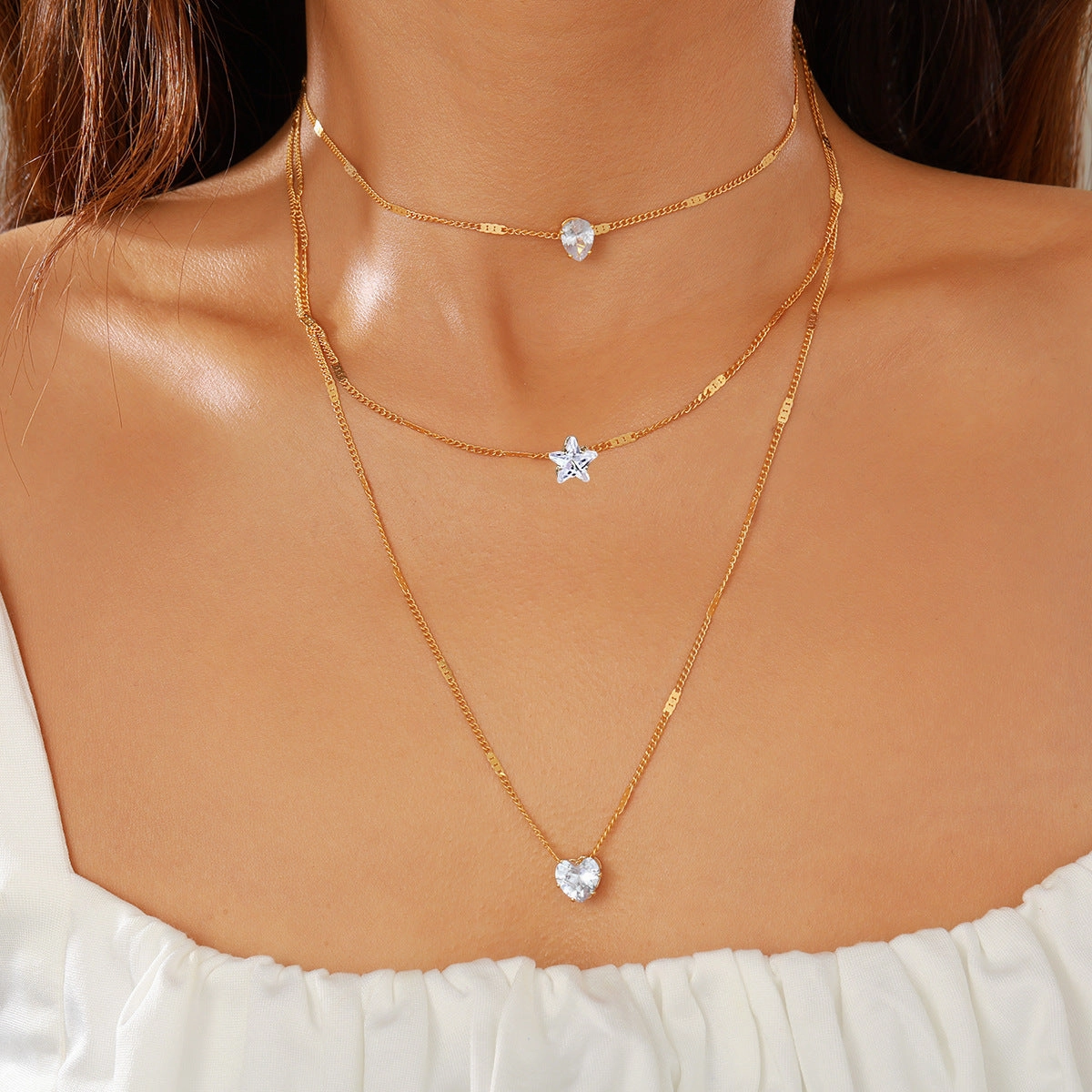 Wholesale Artificial pearl clavicle chain creative cross pendant necklace retro multi-layered necklace