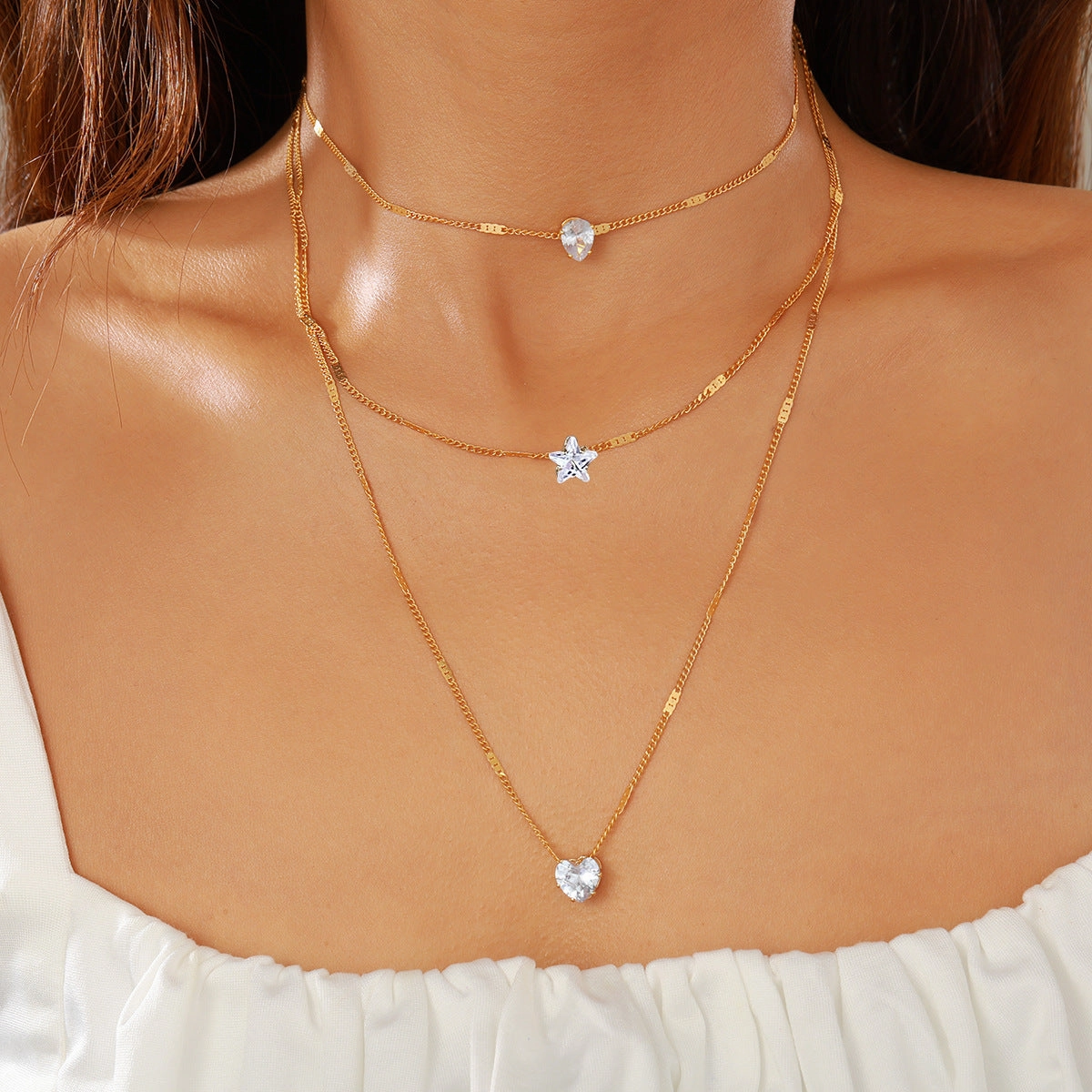 Wholesale Artificial pearl clavicle chain creative cross pendant necklace retro multi-layered necklace