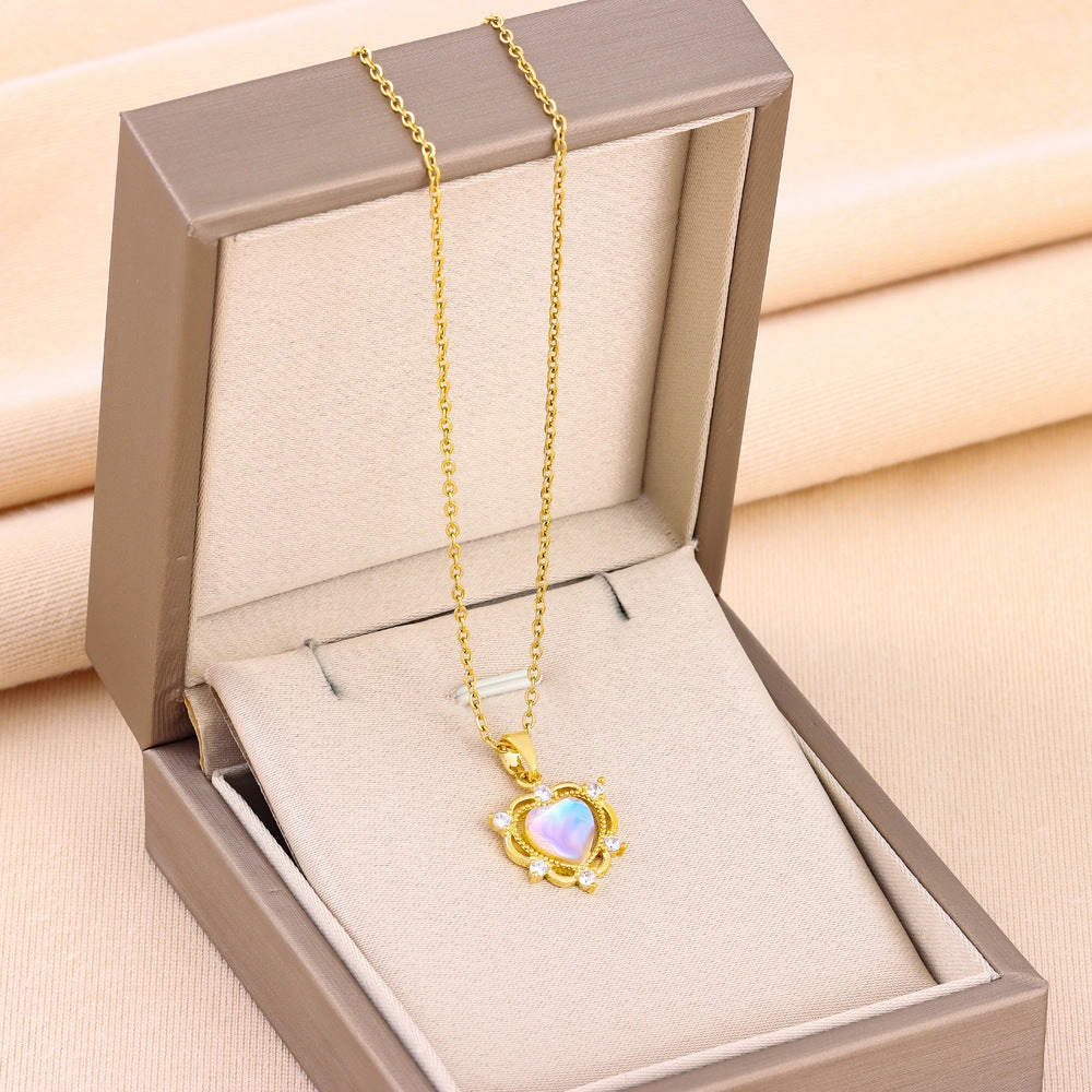 Wholesale Aurora Heart Titanium Steel Necklaces