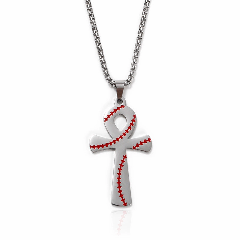 Wholesale Baseball Pattern Ankh Cross Pendants Alloy Necklaces