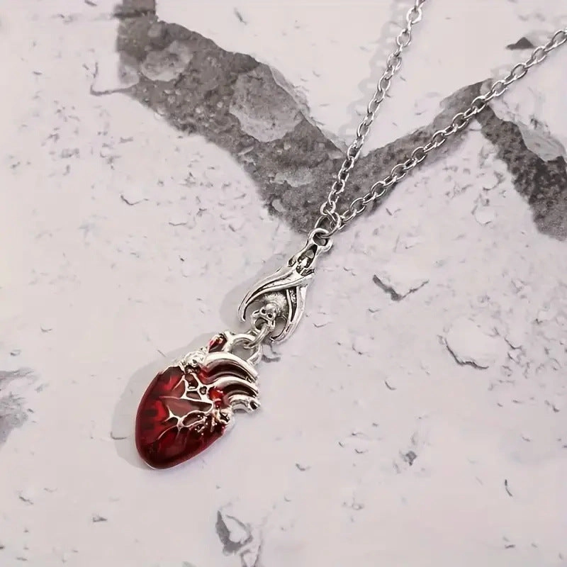 Wholesale Bat bleeding heart bohemian retro necklace