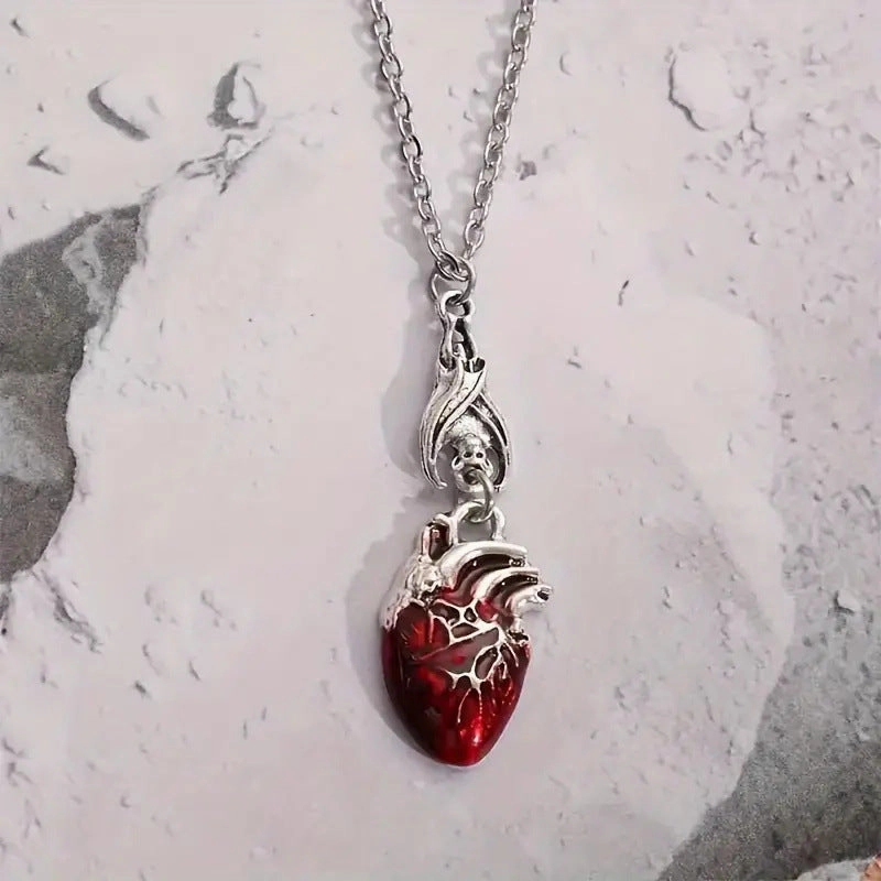 Wholesale Bat bleeding heart bohemian retro necklace