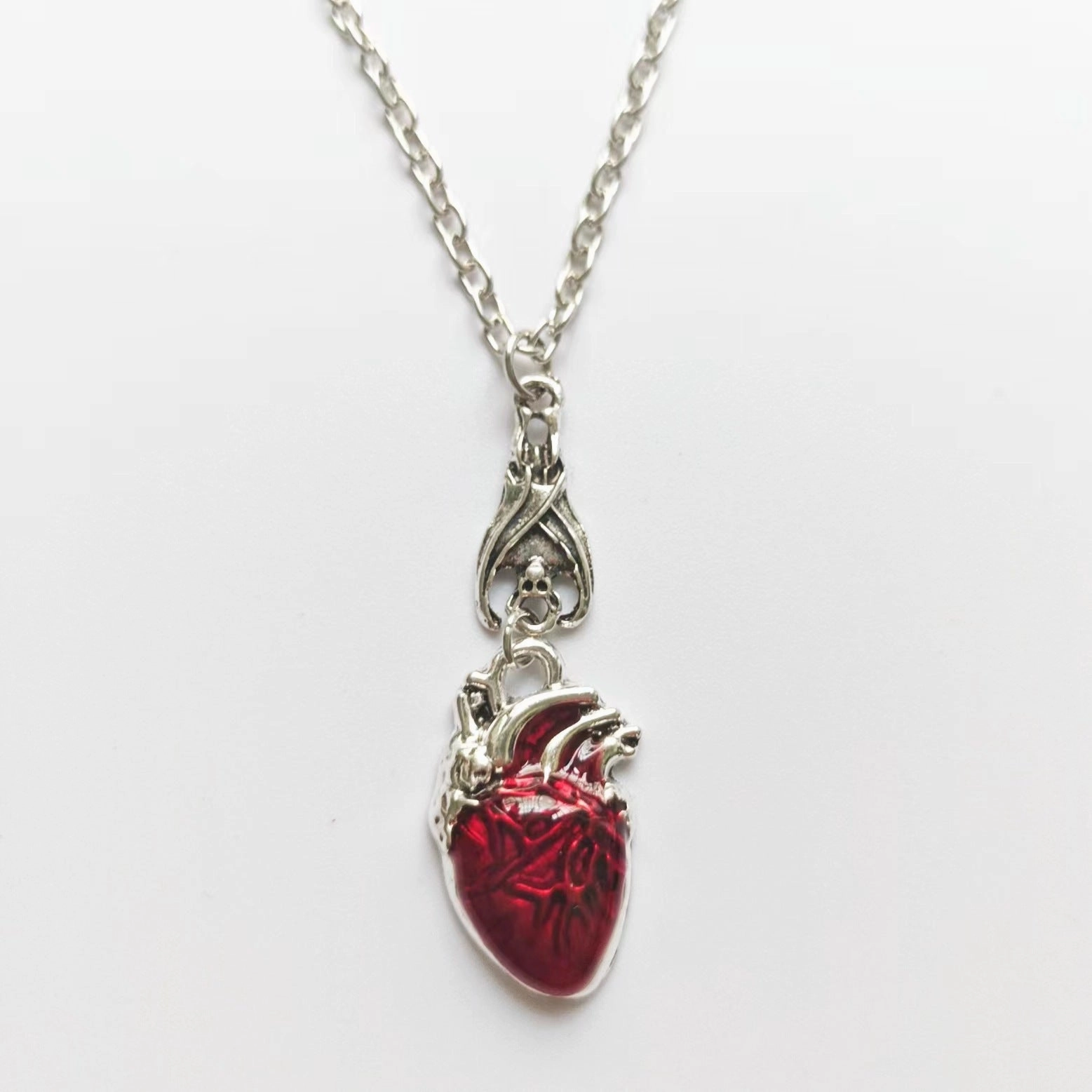 Wholesale Bat bleeding heart bohemian retro necklace