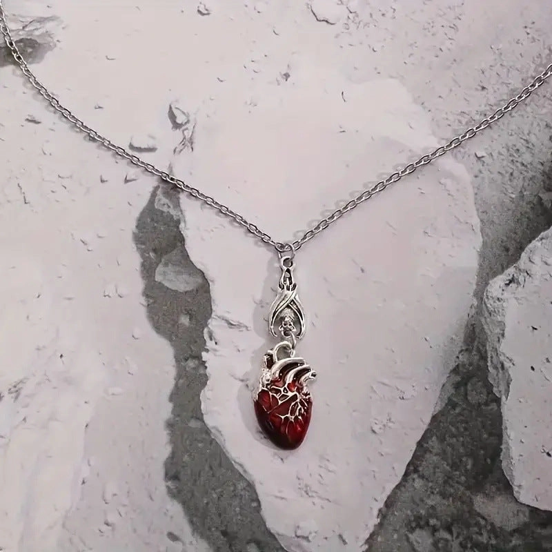 Wholesale Bat bleeding heart bohemian retro necklace