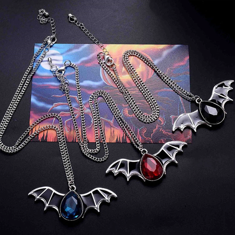 Wholesale Bat Personality Punk Oil Drop Couple Necklaces