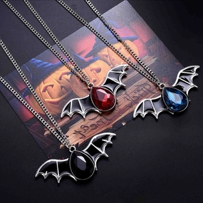 Wholesale Bat Personality Punk Oil Drop Couple Necklaces
