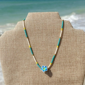 Wholesale Beach Bohemian Holiday Style Plumeria Flower Rice Bead Necklace