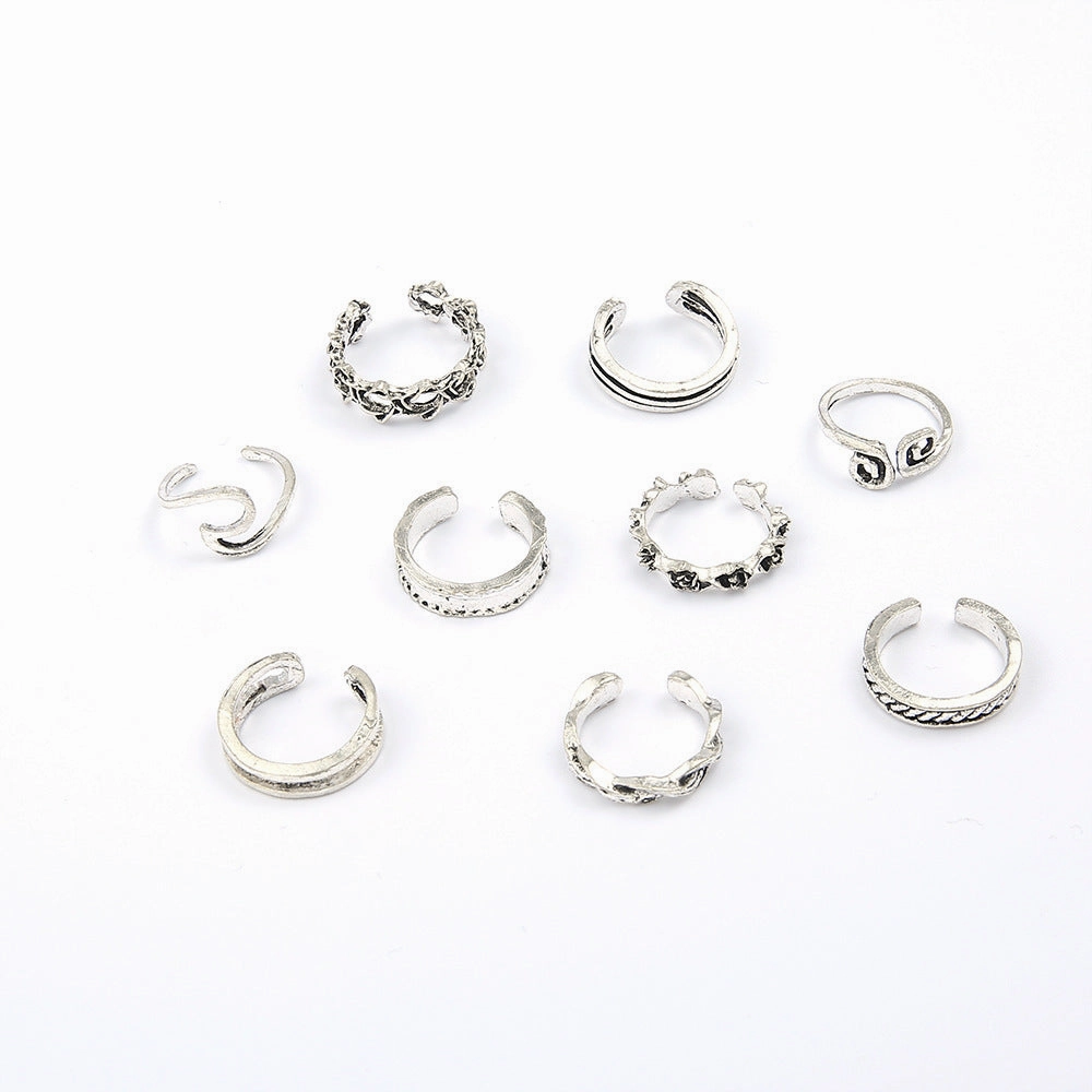 Wholesale Beach Feet Alloy Rings Set of 9