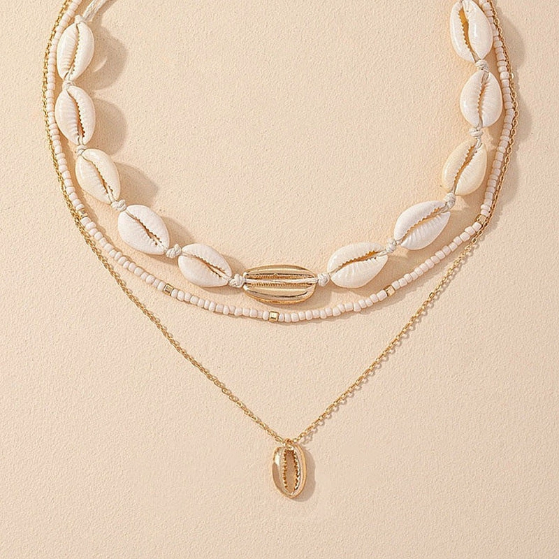 Wholesale Beach Ocean Double Layered Shell Necklace