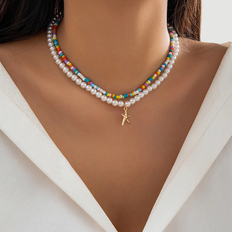 Wholesale Beach Ocean Double Layered Shell Necklace