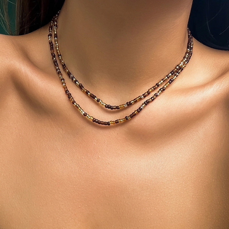 Wholesale Beach Ocean Double Layered Shell Necklace