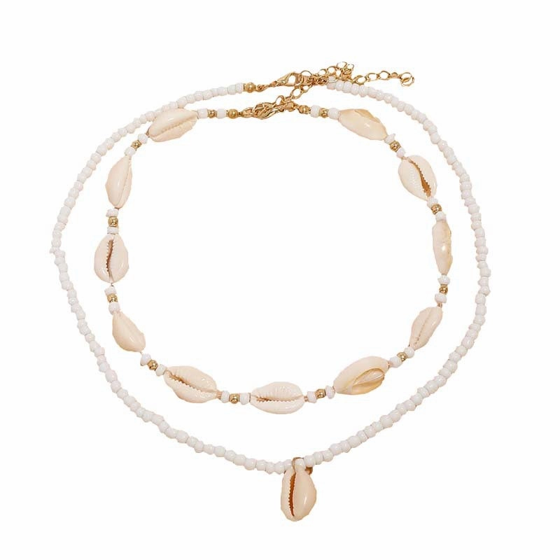 Wholesale Beach Ocean Double Layered Shell Necklace