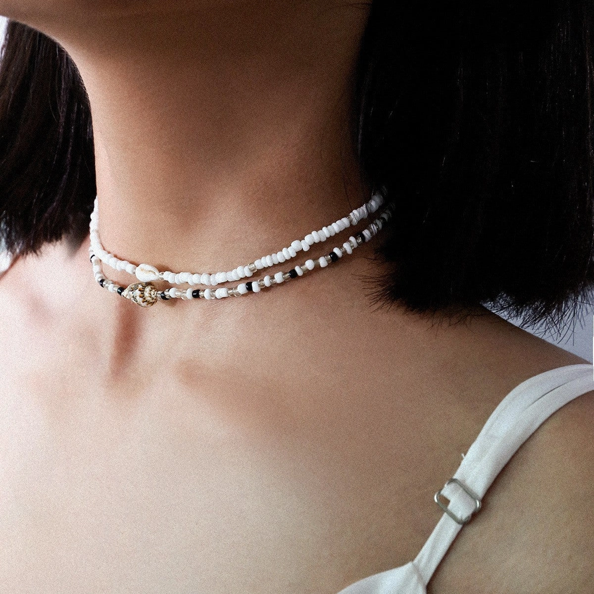 Wholesale Beaded retro style necklace versatile stacking beach conch beach shell clavicle necklace