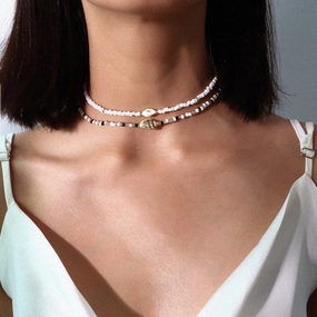 Wholesale Beaded retro style necklace versatile stacking beach conch beach shell clavicle necklace