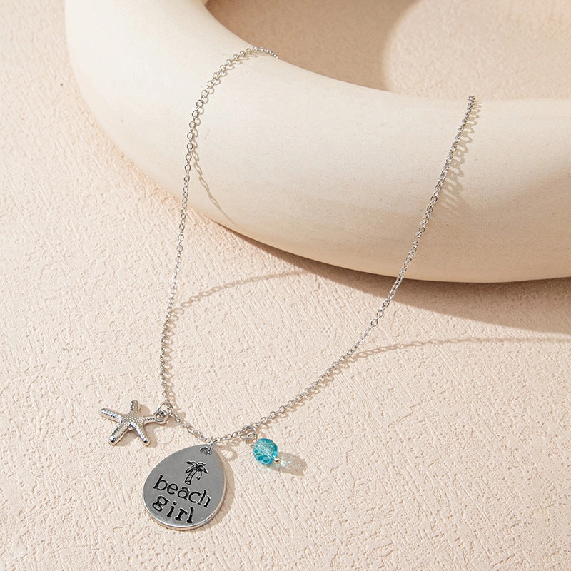 Wholesale Beautiful Colored Sea Glass Pendant Sweater Necklace