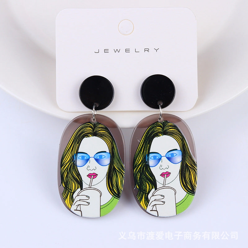 Wholesale Beauty Avatar Simple Acrylic Earrings
