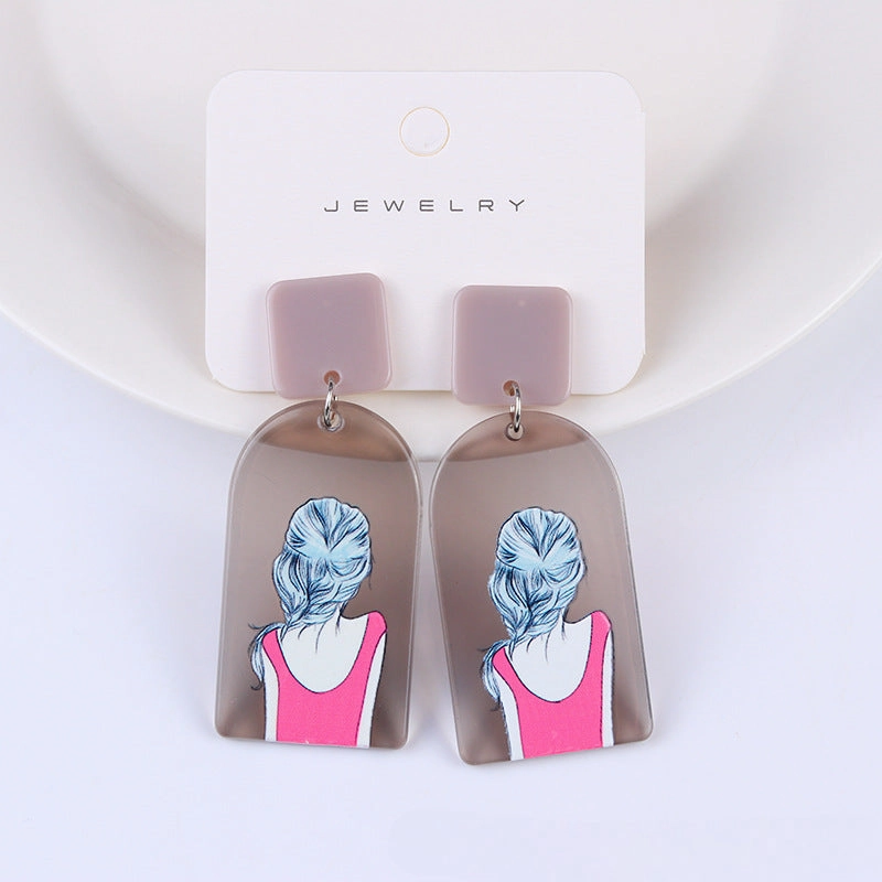 Wholesale Beauty Avatar Simple Acrylic Earrings