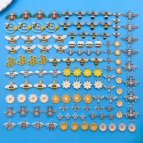 Wholesale Bee Chrysanthemum Honey Alloy DIY Necklace Bracelet Pendant