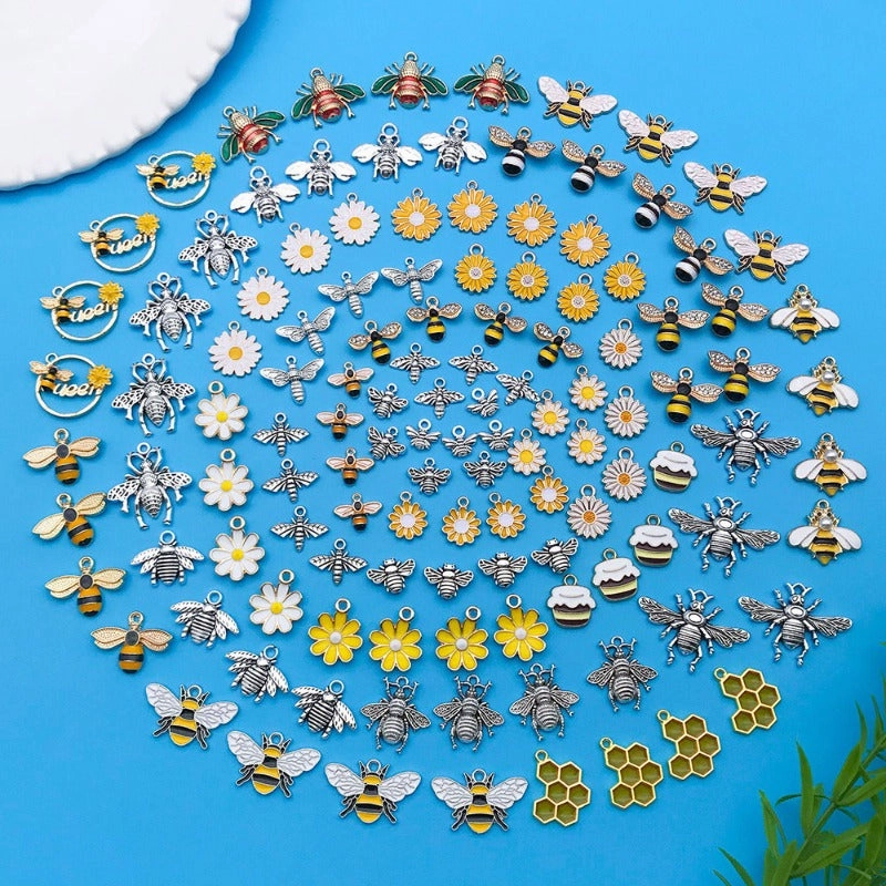 Wholesale Bee Chrysanthemum Honey Alloy DIY Necklace Bracelet Pendant
