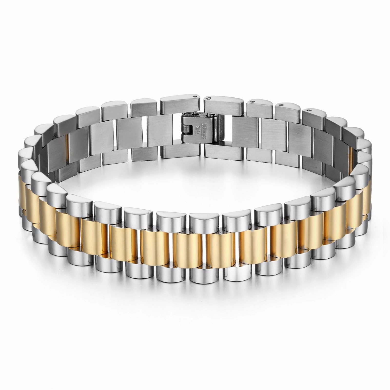 Wholesale Bending Bands 15mm Stainless Steel Men's Men's Merbers Bracelet