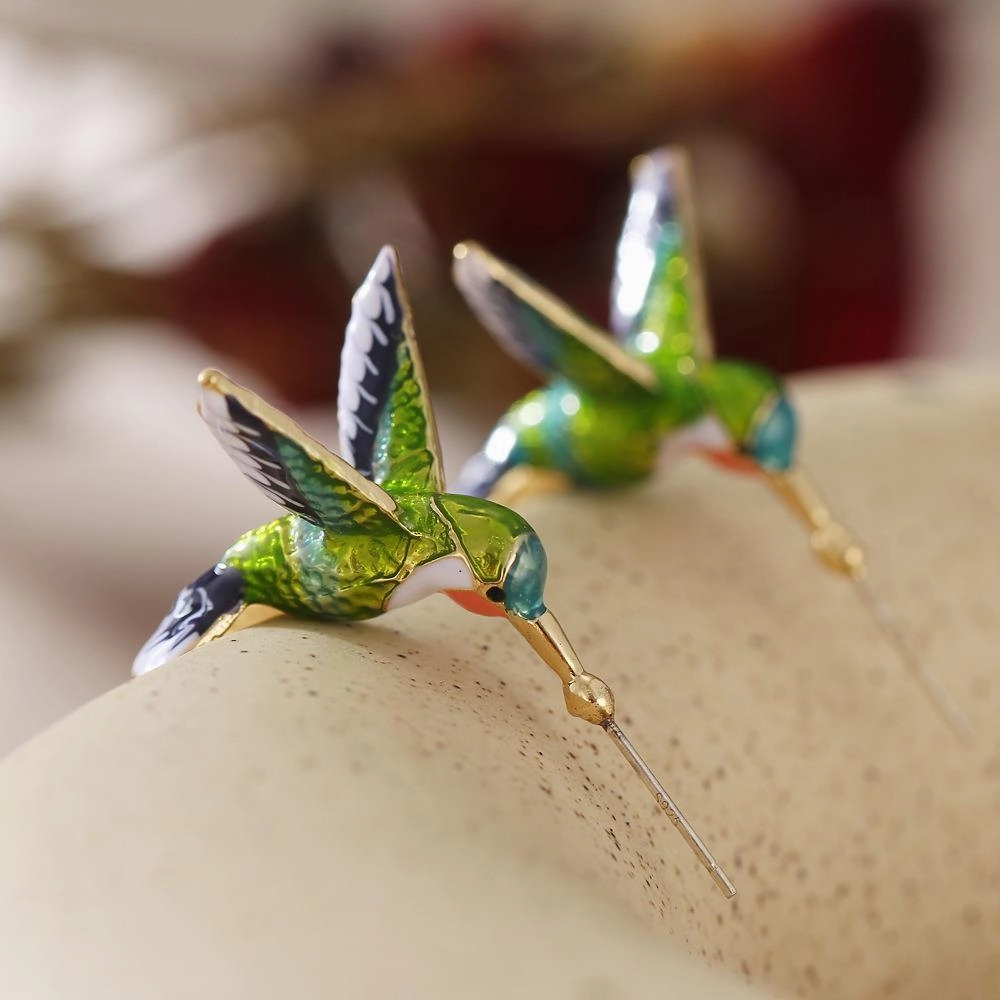 Wholesale Bird drop oil creative earrings