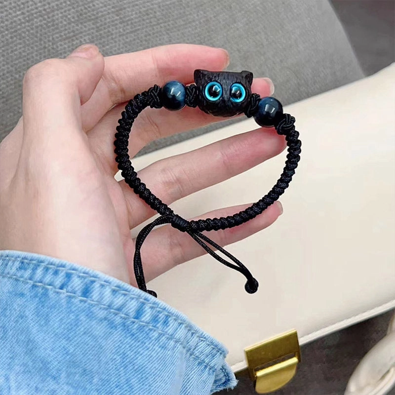 Wholesale Black and White Small Ghost Beaded Titanium Steel Bracelet