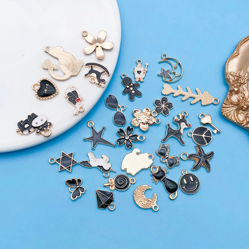 Wholesale Black Drip Oil Alloy Cartoon DIY Necklace, Bracelet, Pendant