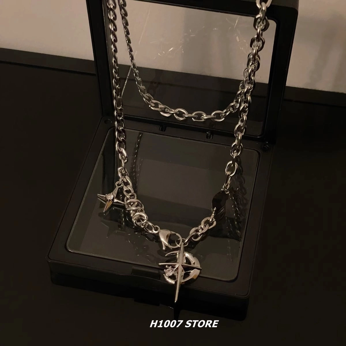 Wholesale Black gemstone star necklace